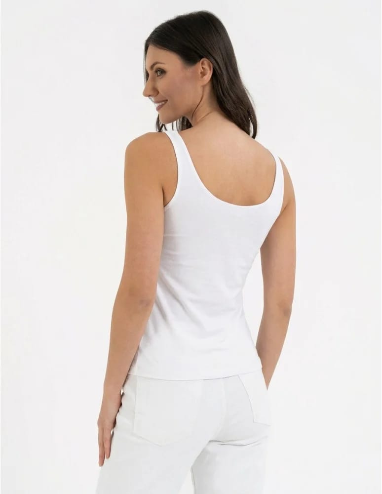 Koszulki i T-shirty - Top damski dwuwarstwowy na ramiączkach BIAŁY  - produkt moraj.pl 3