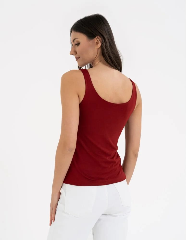 Koszulki i T-shirty - Top damski dwuwarstwowy na ramiączkach CZERWONY - produkt moraj.pl 7