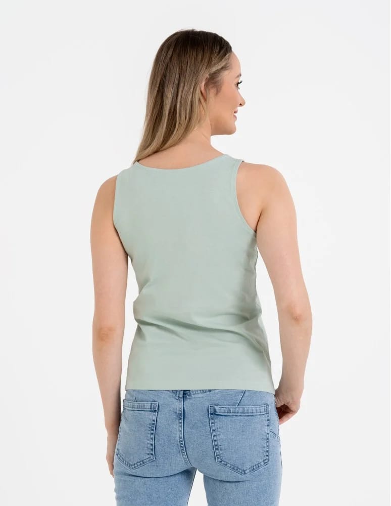 Koszulki i T-shirty - Damska bluzka bez rękawów bawełniana z ażurowym wykończeniem ZIELONY - produkt moraj.pl 3