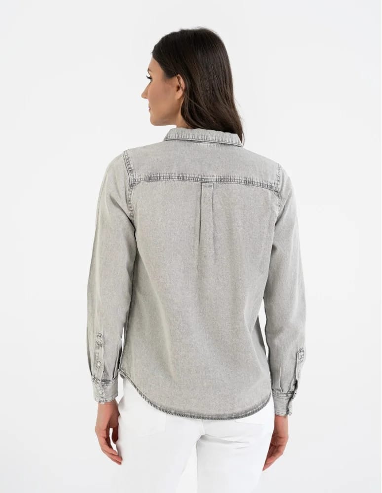 Bluzki i koszule - Koszula jeansowa damska w stylu denim SZARY  - produkt moraj.pl 5