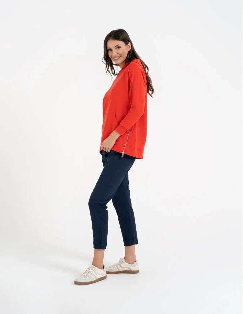 Bluzy damskie - Bluza damska dresowa oversize z kapturem CZERWONY - produkt moraj.pl 14