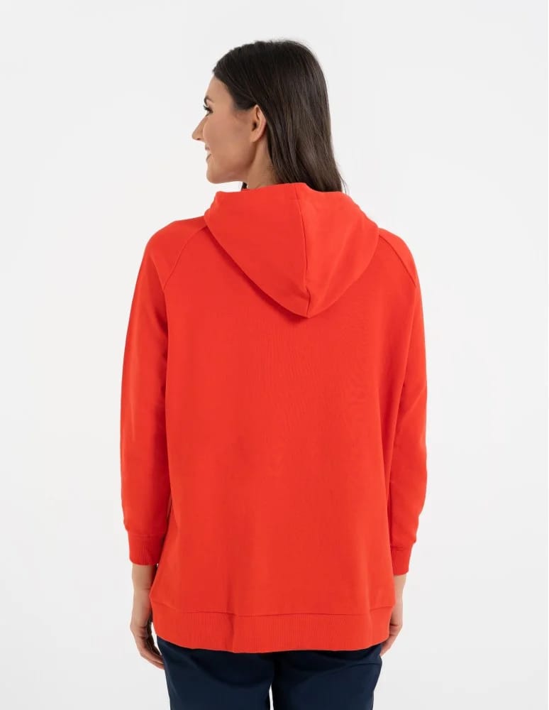 Bluzy damskie - Bluza damska dresowa oversize z kapturem CZERWONY - produkt moraj.pl 9