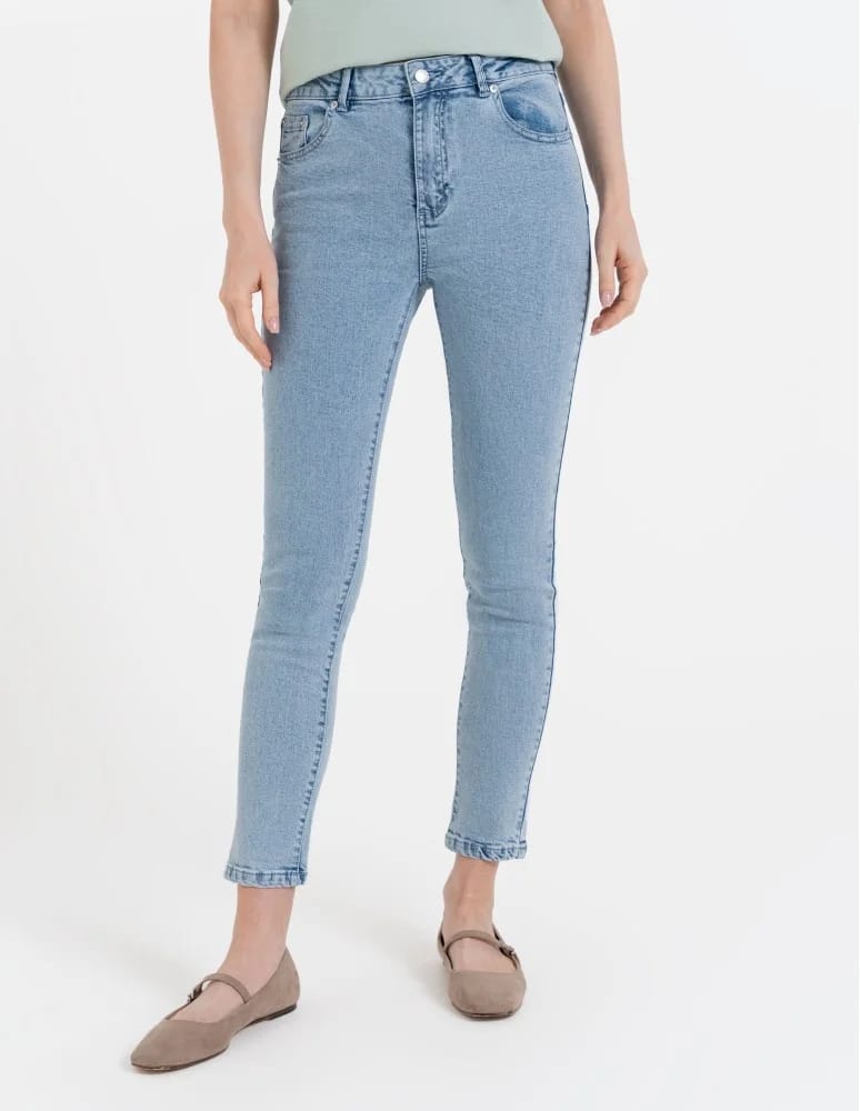 Spodnie damskie - Damskie spodnie skinny jeansowe rurki NIEBIESKI  - produkt moraj.pl 3