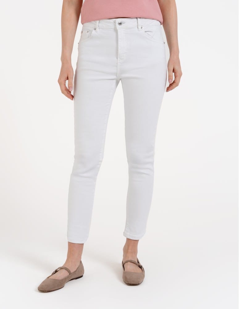Spodnie damskie - Damskie spodnie skinny jeansowe rurki BIAŁY  - produkt moraj.pl 3