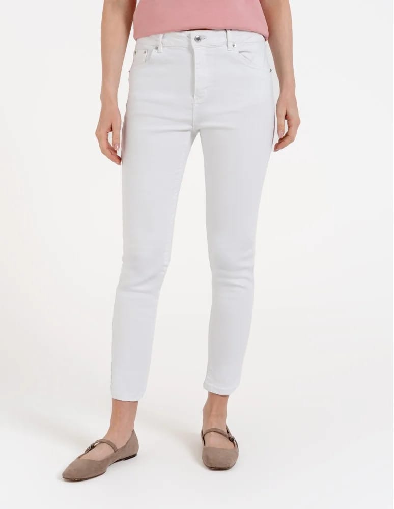 Spodnie damskie - Damskie spodnie skinny jeansowe rurki BIAŁY - produkt moraj.pl 3