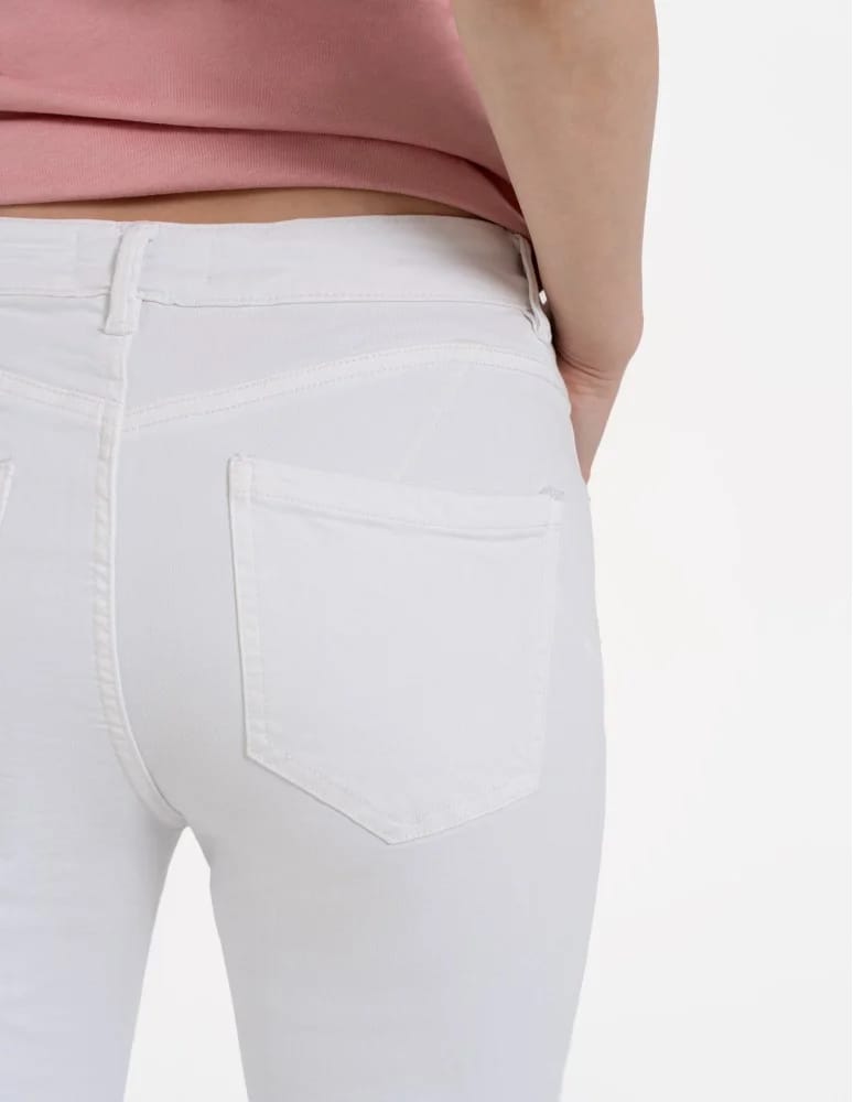 Spodnie damskie - Damskie spodnie skinny jeansowe rurki BIAŁY - produkt moraj.pl 4