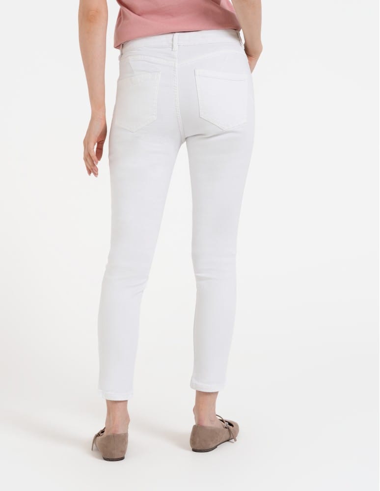 Spodnie damskie - Damskie spodnie skinny jeansowe rurki BIAŁY  - produkt moraj.pl 6