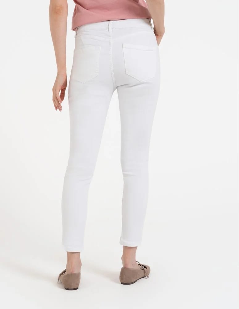 Spodnie damskie - Damskie spodnie skinny jeansowe rurki BIAŁY - produkt moraj.pl 6