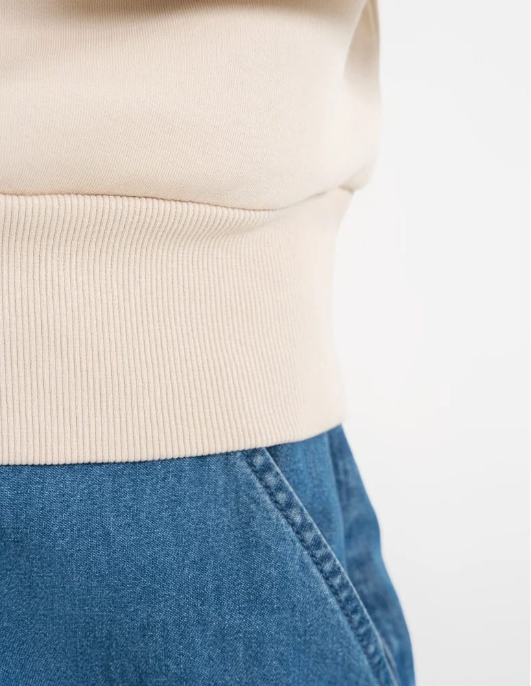 Bluzy damskie - Damska bluza dresowa ze stójką i zamkiem ocieplana BEŻOWY  - produkt moraj.pl 6