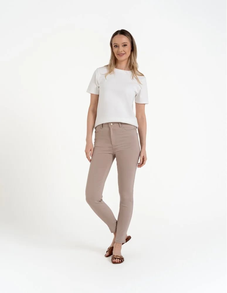 Spodnie damskie - Spodnie wiskozowe damskie eleganckie BEŻOWY  - produkt moraj.pl 4