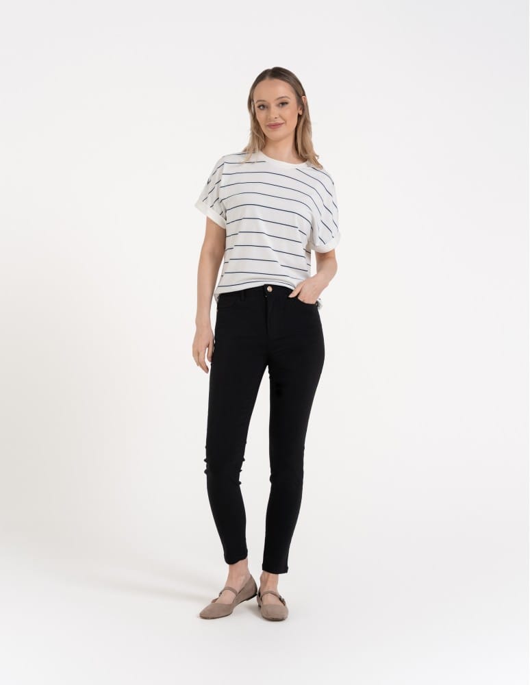 Spodnie damskie - Spodnie wiskozowe damskie eleganckie CZARNY - produkt moraj.pl 1