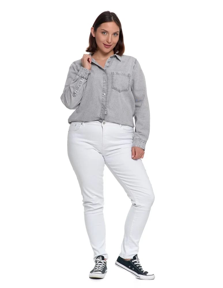 Bluzki i koszule - Koszula jeansowa damska w stylu denim SZARY  - produkt moraj.pl 24