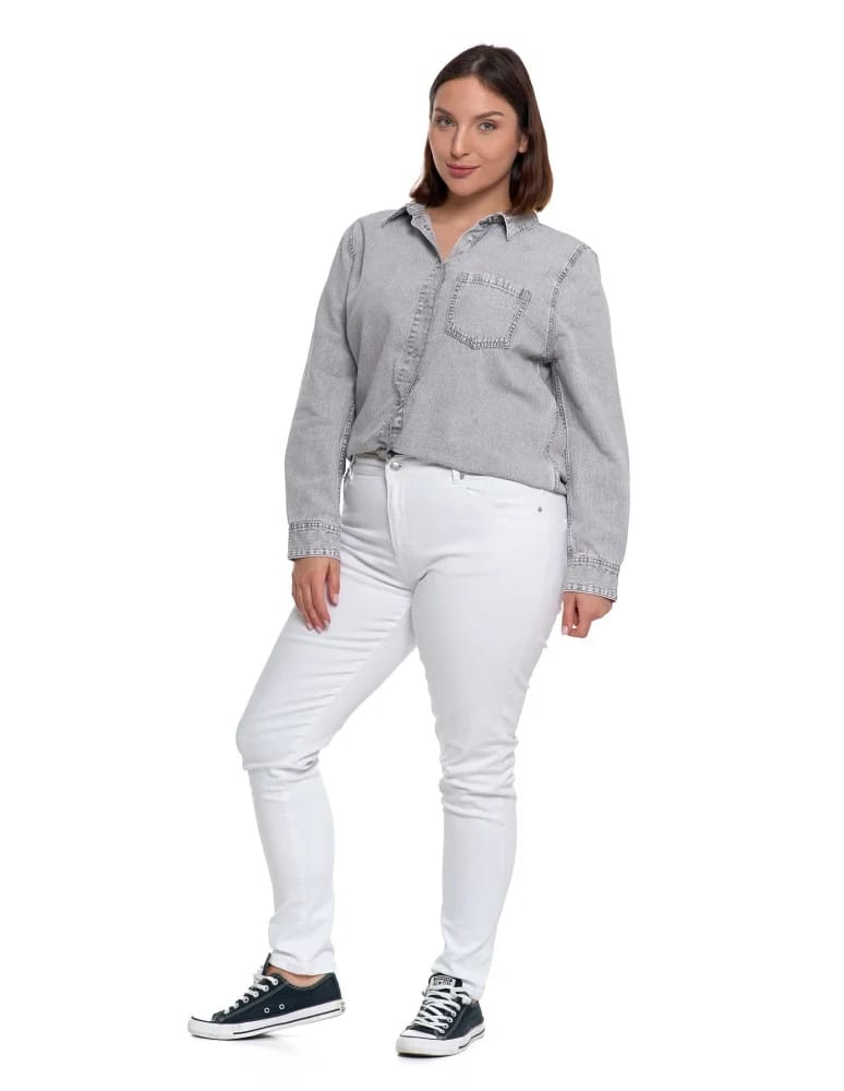 Bluzki i koszule - Koszula jeansowa damska w stylu denim SZARY  - produkt moraj.pl 25