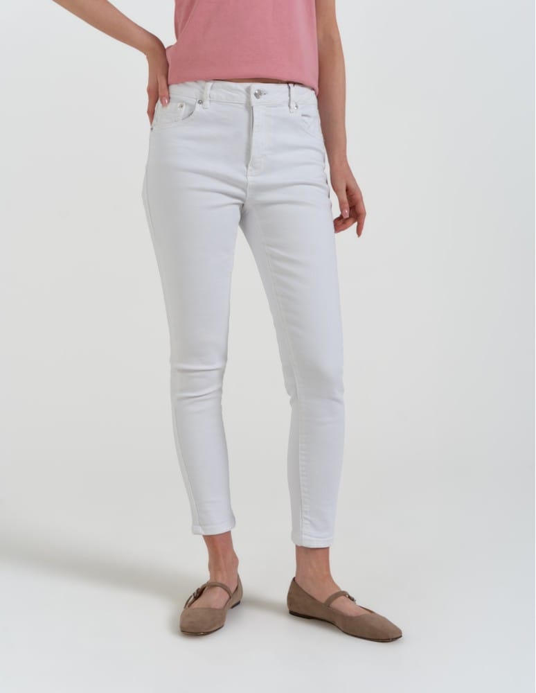 Spodnie damskie - Damskie spodnie skinny jeansowe rurki BIAŁY  - produkt moraj.pl 11