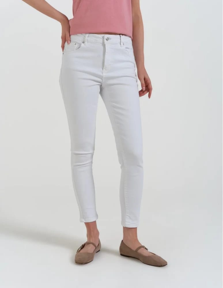 Spodnie damskie - Damskie spodnie skinny jeansowe rurki BIAŁY - produkt moraj.pl 11