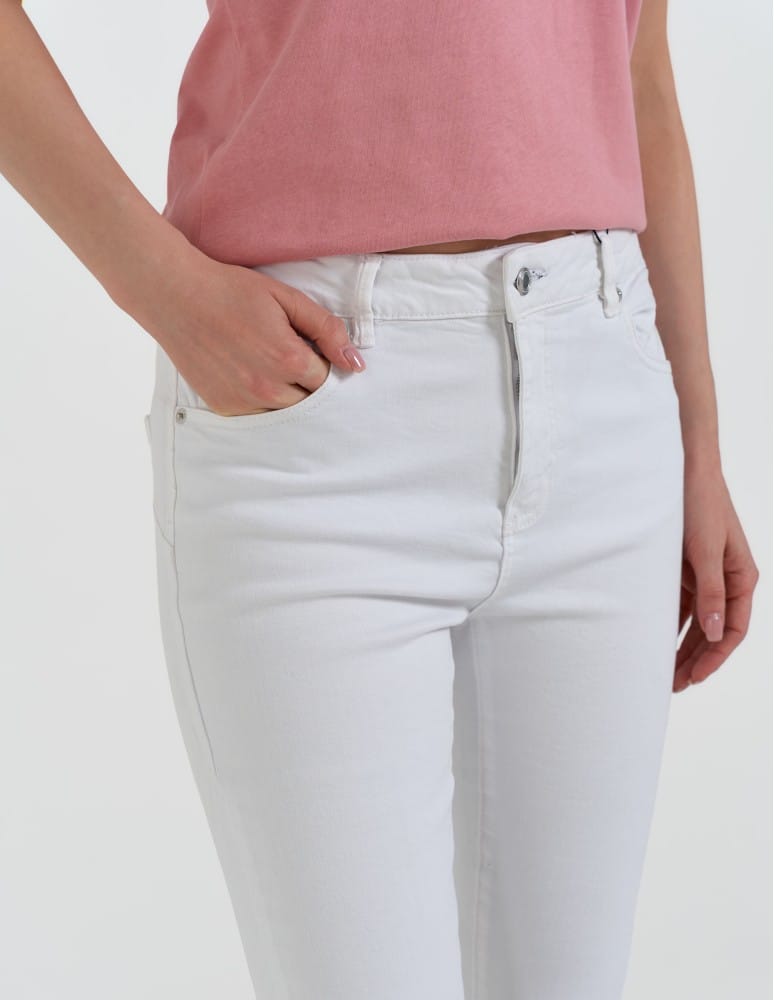 Spodnie damskie - Damskie spodnie skinny jeansowe rurki BIAŁY  - produkt moraj.pl 13