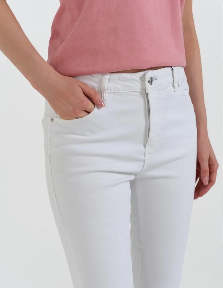 Spodnie damskie - Damskie spodnie skinny jeansowe rurki BIAŁY - produkt moraj.pl 13