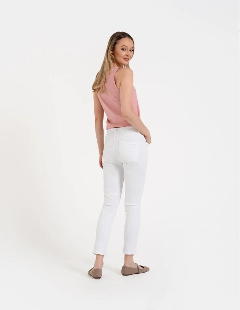 Spodnie damskie - Damskie spodnie skinny jeansowe rurki BIAŁY - produkt moraj.pl 15
