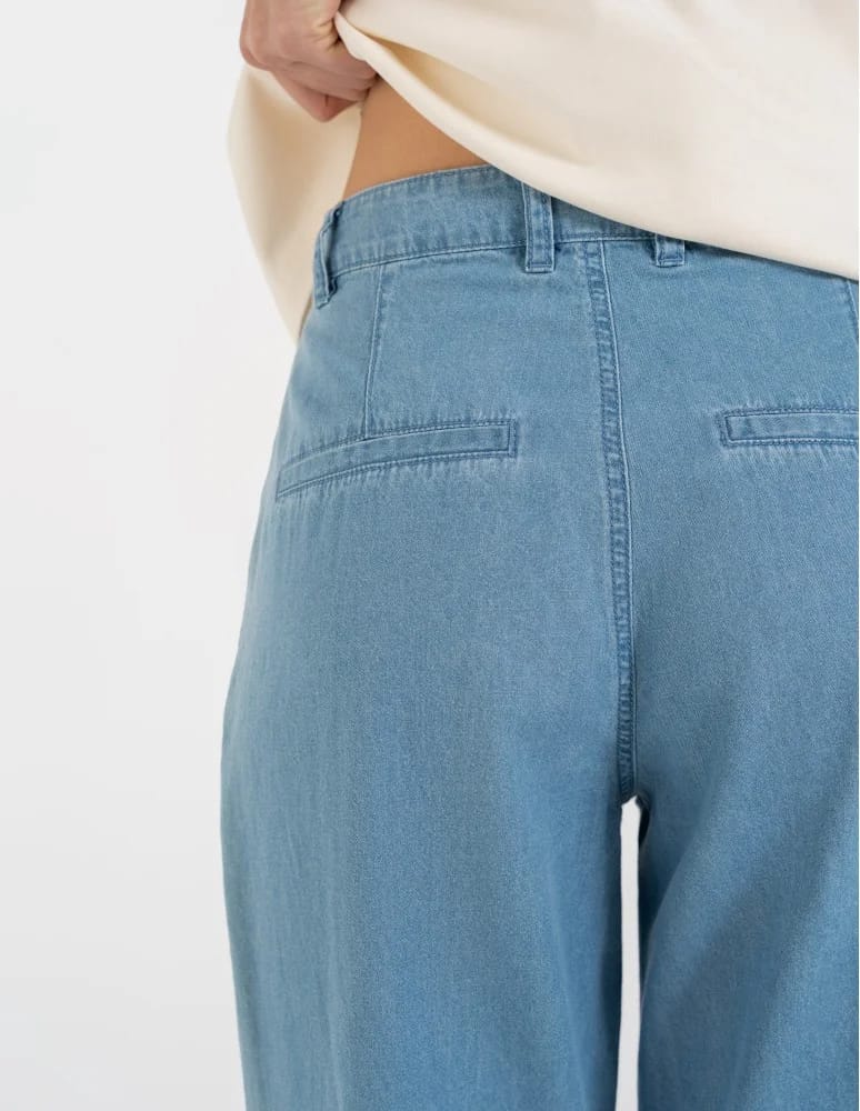 Spodnie materiałowe - Spodnie damskie jeansowe casual z wysokim stanem JASNY NIEBIESKI   - produkt moraj.pl 6