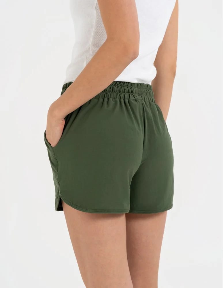 Szorty dresowe - Krótkie spodenki damskie szorty gładkie KHAKI  - produkt moraj.pl 8