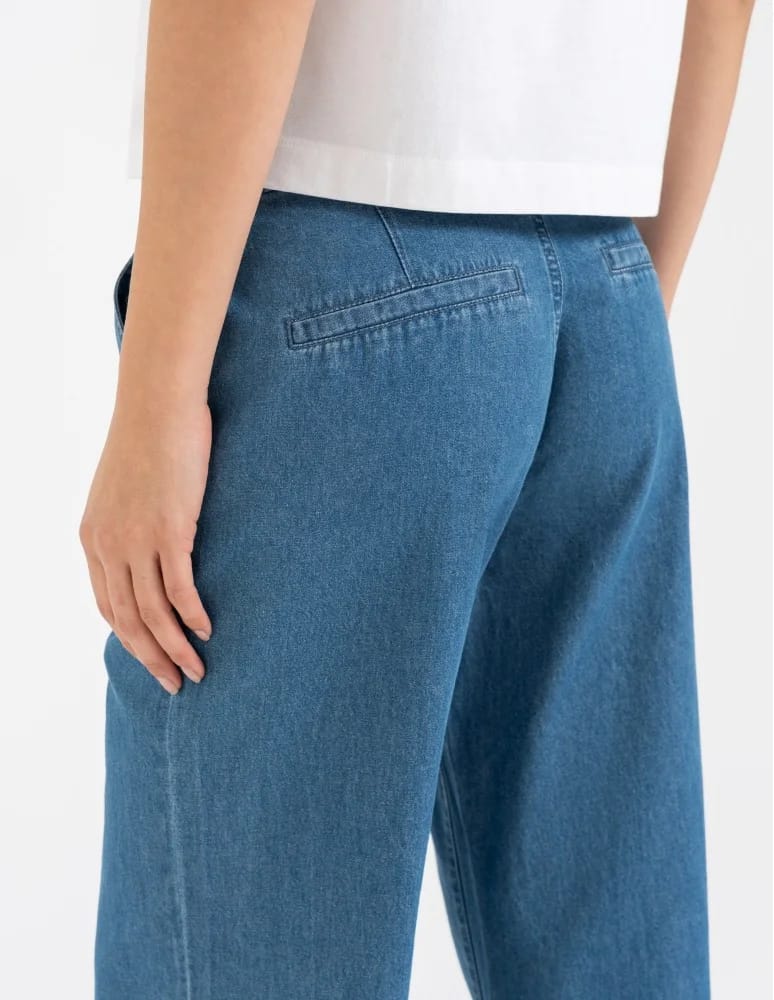 Spodnie materiałowe - Spodnie damskie jeansowe casual z wysokim stanem NIEBIESKI  - produkt moraj.pl 4