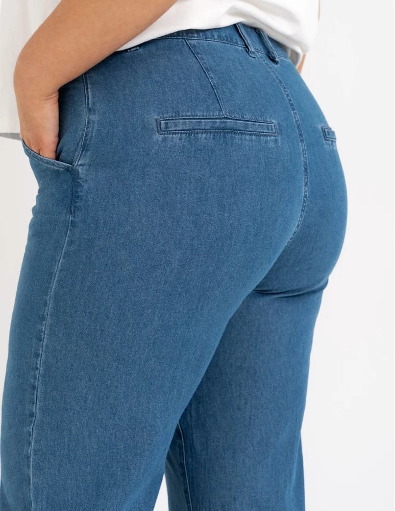 Spodnie materiałowe - Spodnie damskie jeansowe casual z wysokim stanem NIEBIESKI  - produkt moraj.pl 6