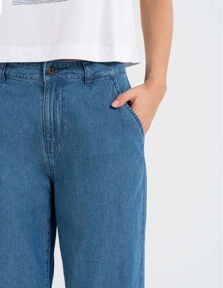Spodnie materiałowe - Spodnie damskie jeansowe casual z wysokim stanem NIEBIESKI  - produkt moraj.pl 2