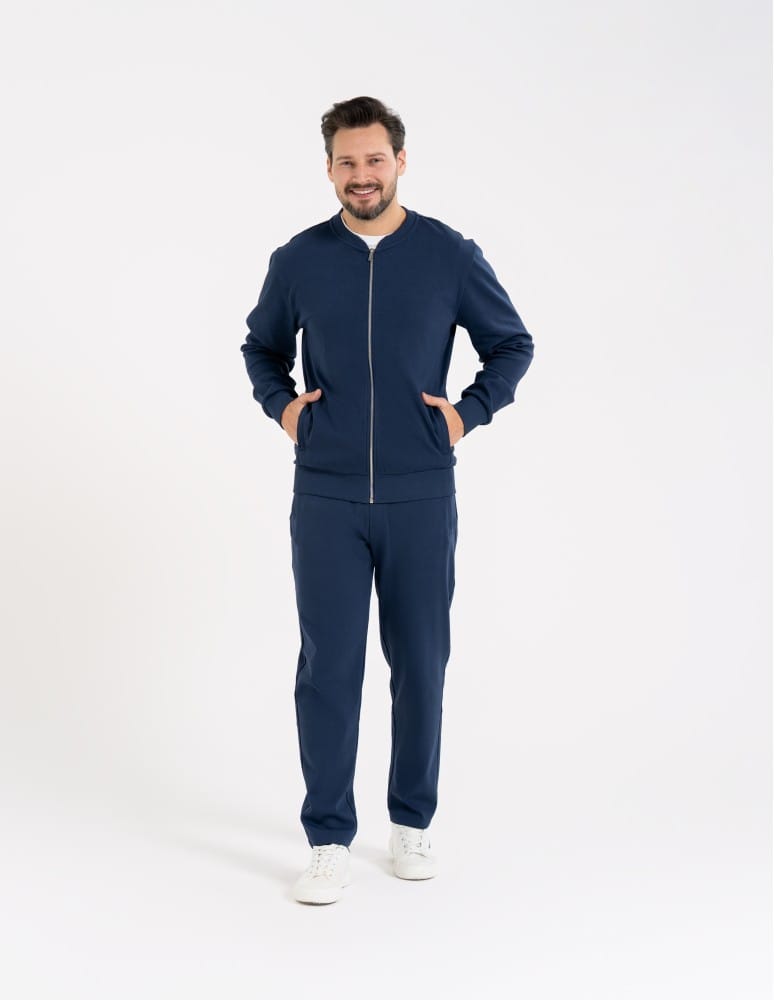 Bluzy dresowe - Bluza dresowa męska bomberka na zamek GRANATOWY - produkt moraj.pl 1