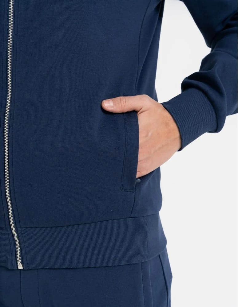 Bluzy dresowe - Bluza dresowa męska bomberka na zamek GRANATOWY  - produkt moraj.pl 3