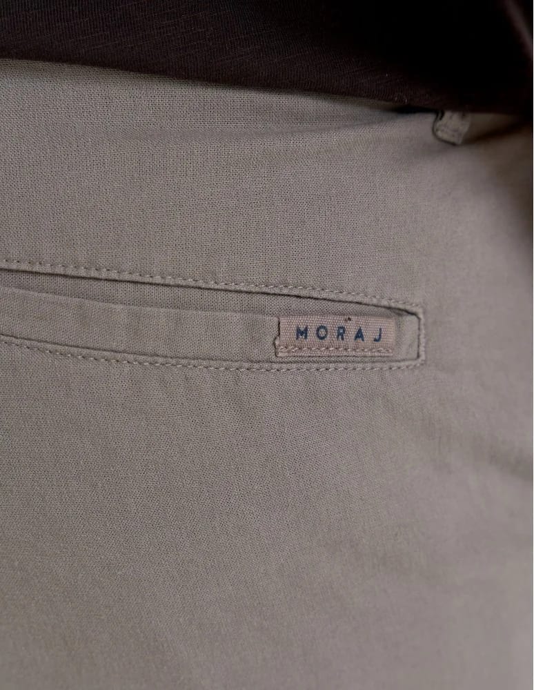 Szorty materiałowe - Spodenki męskie lniane casual wiązane z kieszeniami BEŻOWY - produkt moraj.pl 6