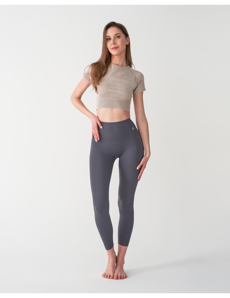 Legginsy damskie sportowe funkcyjne z wysokim stanem GRAFIT