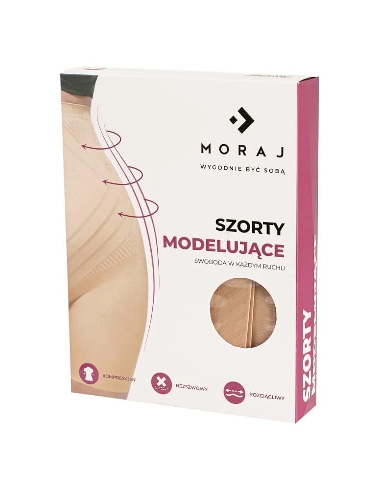 Majtki modelujące - Majtki damskie szorty wyszczuplające z wysokim stanem modelujące sylwetkę BEŻOWY  - produkt moraj.pl 2