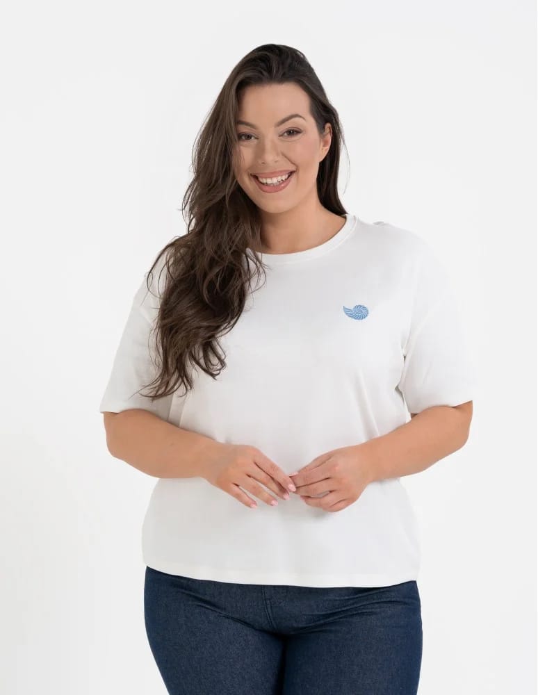 Koszulki i T-shirty - T-shirt damski luźny z haftowanym wzorem BIAŁY - produkt moraj.pl 7