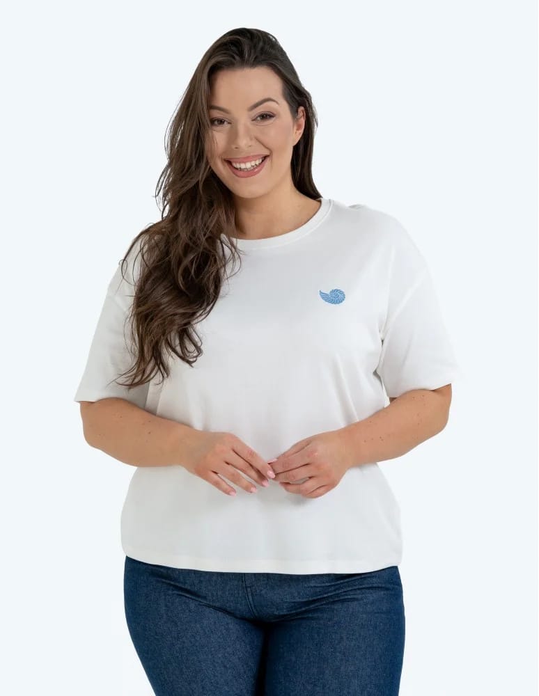 Koszulki i T-shirty - T-shirt damski luźny z haftowanym wzorem BIAŁY - produkt moraj.pl 8