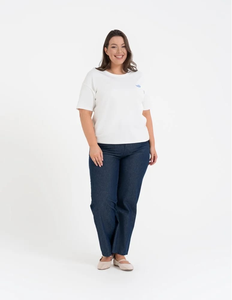 Koszulki i T-shirty - T-shirt damski luźny z haftowanym wzorem BIAŁY - produkt moraj.pl 14