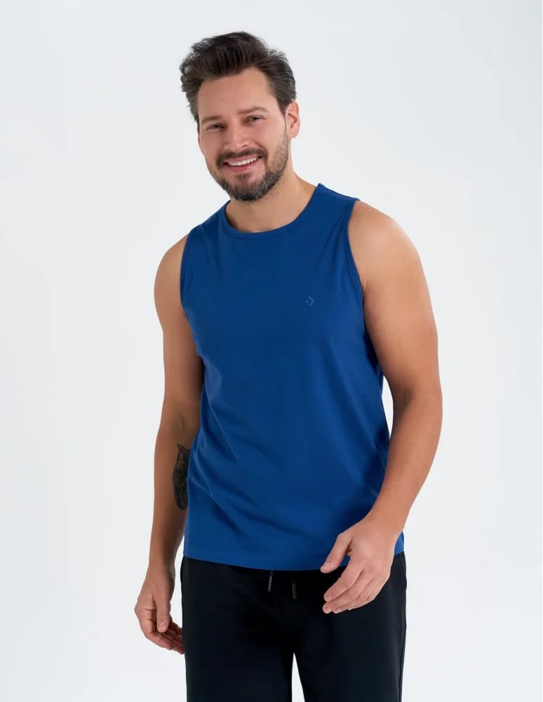 Tank Topy - Tank top męski bawełniany koszulka bez rękawów GRANATOWY - produkt moraj.pl 3