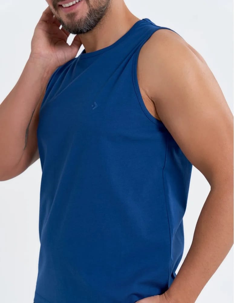 Tank Topy - Tank top męski bawełniany koszulka bez rękawów GRANATOWY - produkt moraj.pl 4
