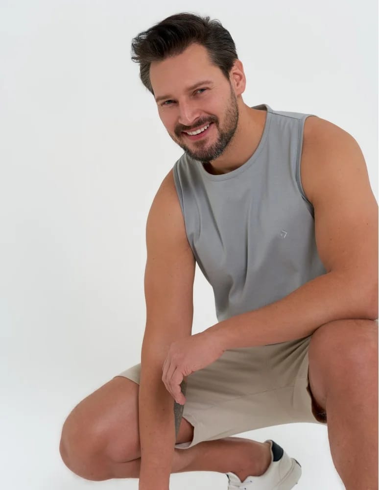 Tank Topy - Tank top męski bawełniany koszulka bez rękawów SZARY  - produkt moraj.pl 5