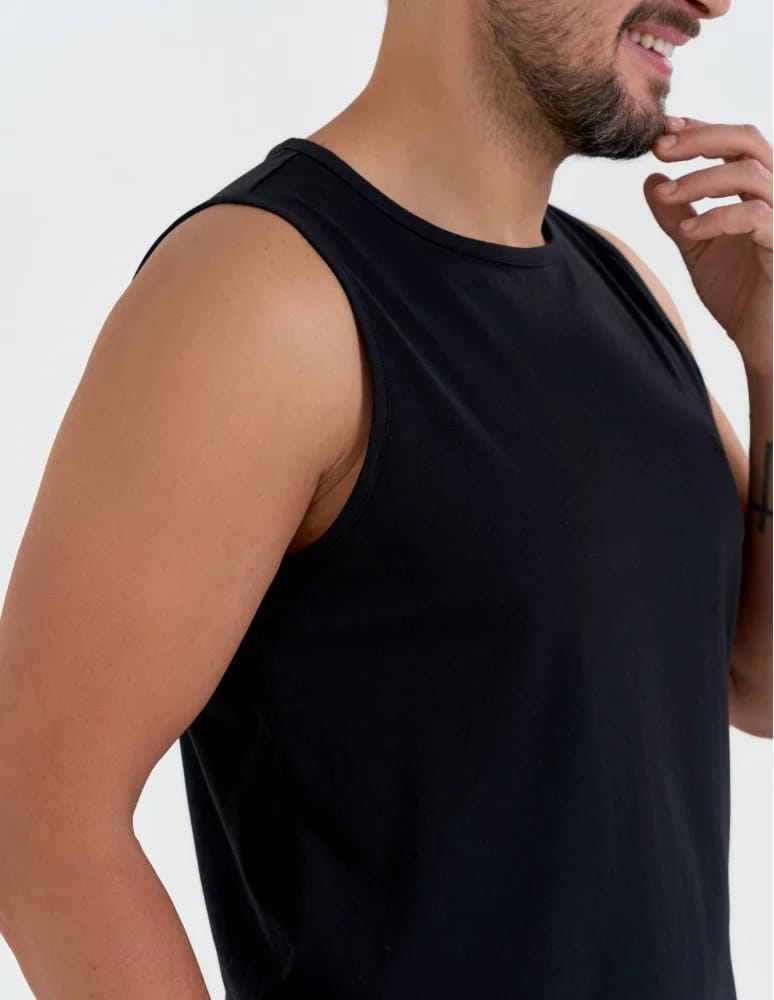 Tank Topy - Tank top męski bawełniany koszulka bez rękawów CZARNY - produkt moraj.pl 3