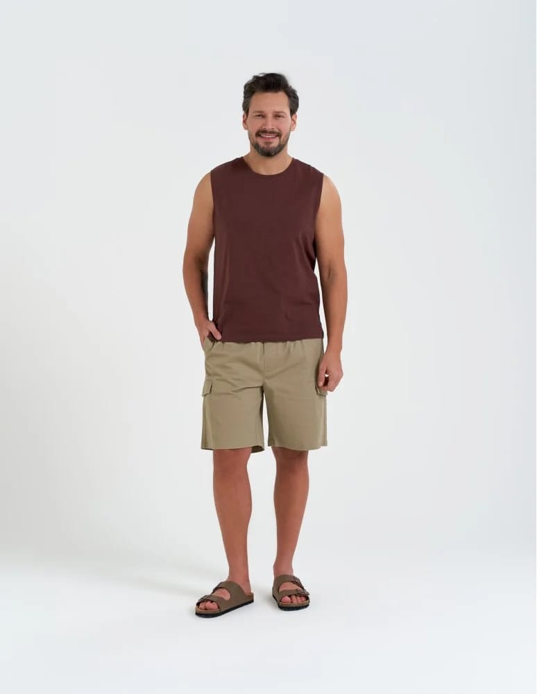 Koszulki i Tank Topy - Koszulka męska tank top bez rękawów luźna BRĄZOWY - produkt moraj.pl 5