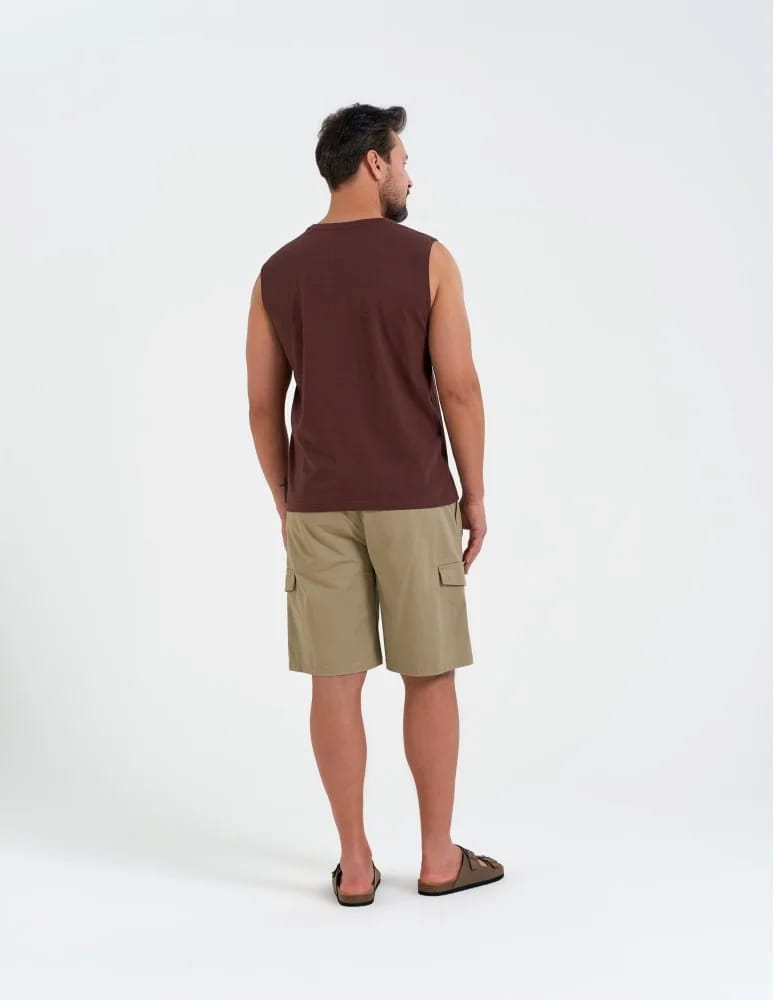 Koszulki i Tank Topy - Koszulka męska tank top bez rękawów luźna BRĄZOWY - produkt moraj.pl 6