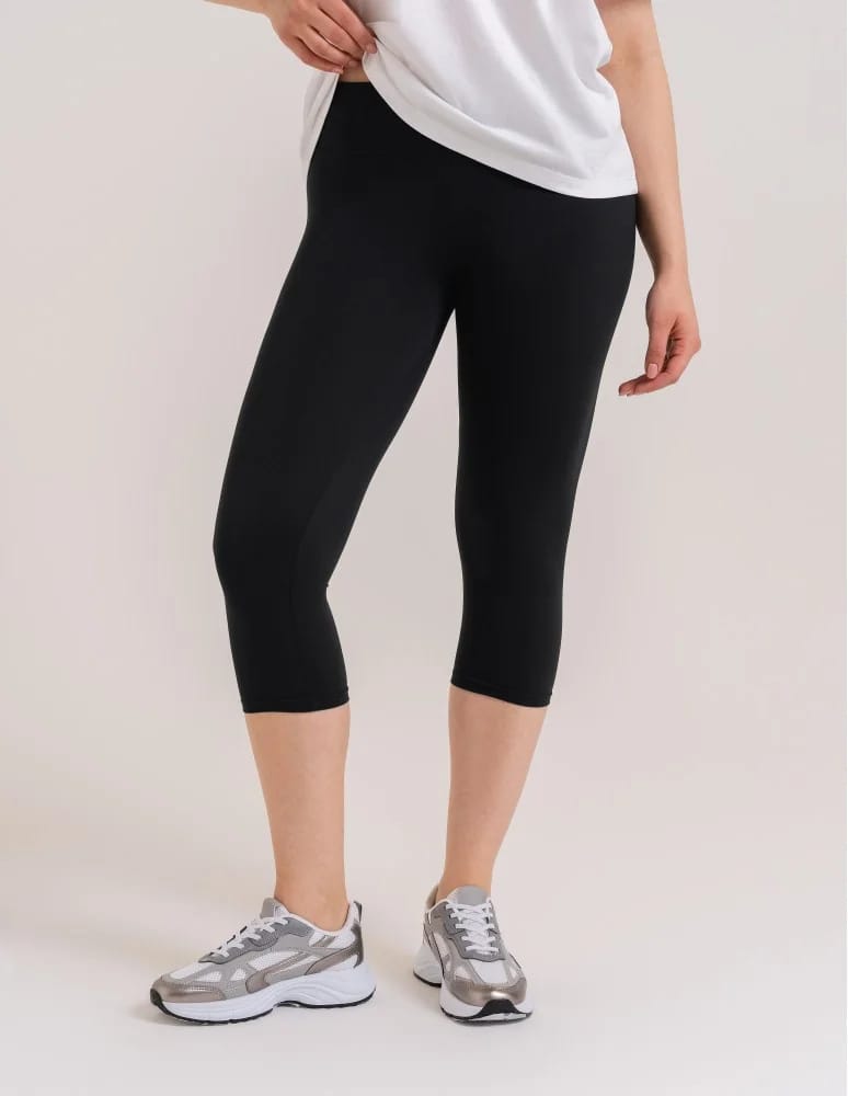 Legginsy damskie - Klasyczne legginsy 3/4 damskie peach touch CZARNY  - produkt moraj.pl 2