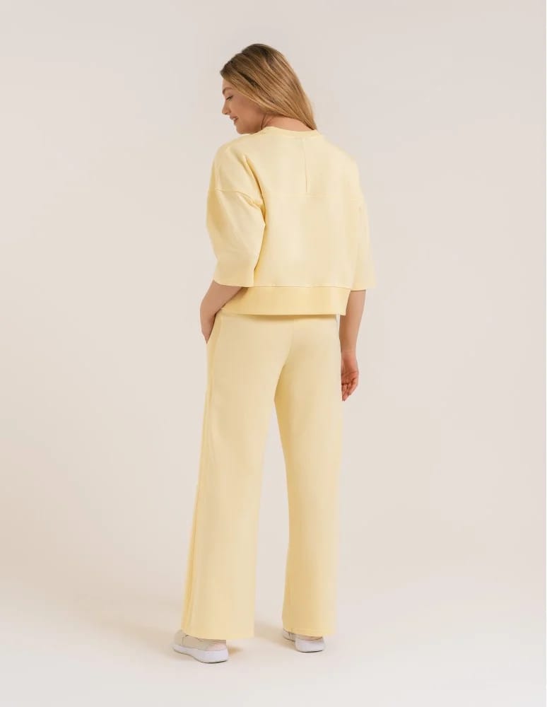 Bluzy dresowe - Bluza dresowa damska o luźnym kroju bez kaptura ŻÓŁTY - produkt moraj.pl 6