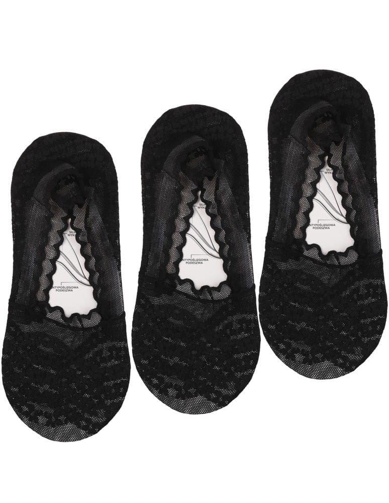 Niskie stopki - Skarpetki damskie eleganckie koronkowe do balerin 3-pak CZARNY - produkt moraj.pl 1