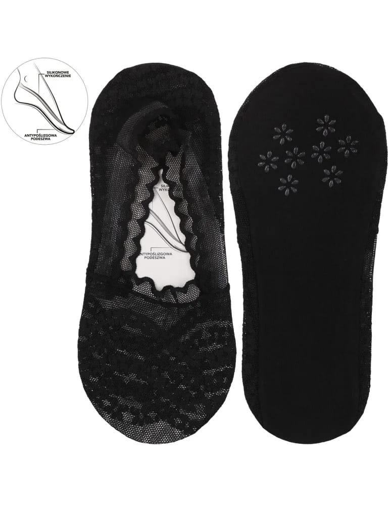 Niskie stopki - Skarpetki damskie eleganckie koronkowe do balerin 3-pak CZARNY  - produkt moraj.pl 4