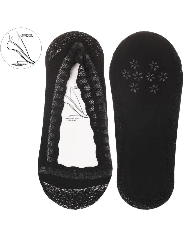 Mikrostopki - Skarpetki damskie do czółenek z elegancką koronką 3-pak WIELOKOLOROWY  - produkt moraj.pl 3