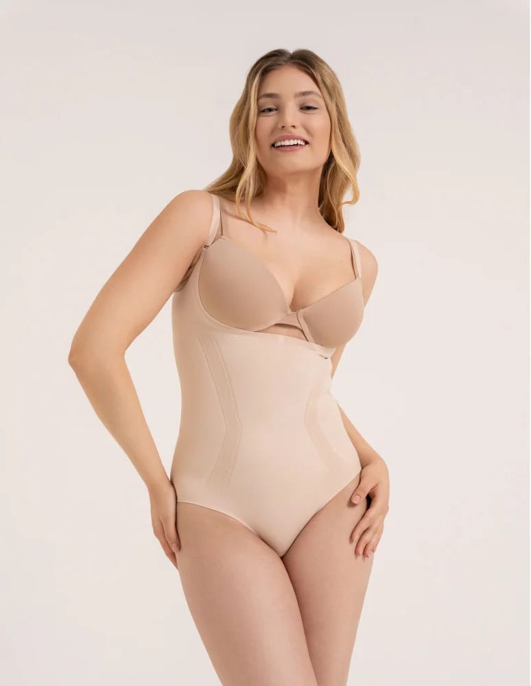 Body - Body modelujące damskie mocno kompresyjne z odpinanymi ramiączkami BEŻOWY  - produkt moraj.pl 3