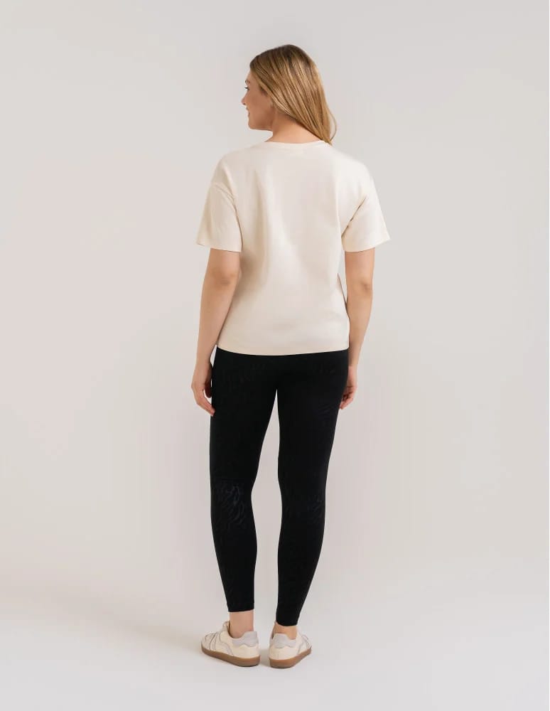 Legginsy damskie - Damskie legginsy ocieplane z szeroką gumą w pasie CZARNY - produkt moraj.pl 4