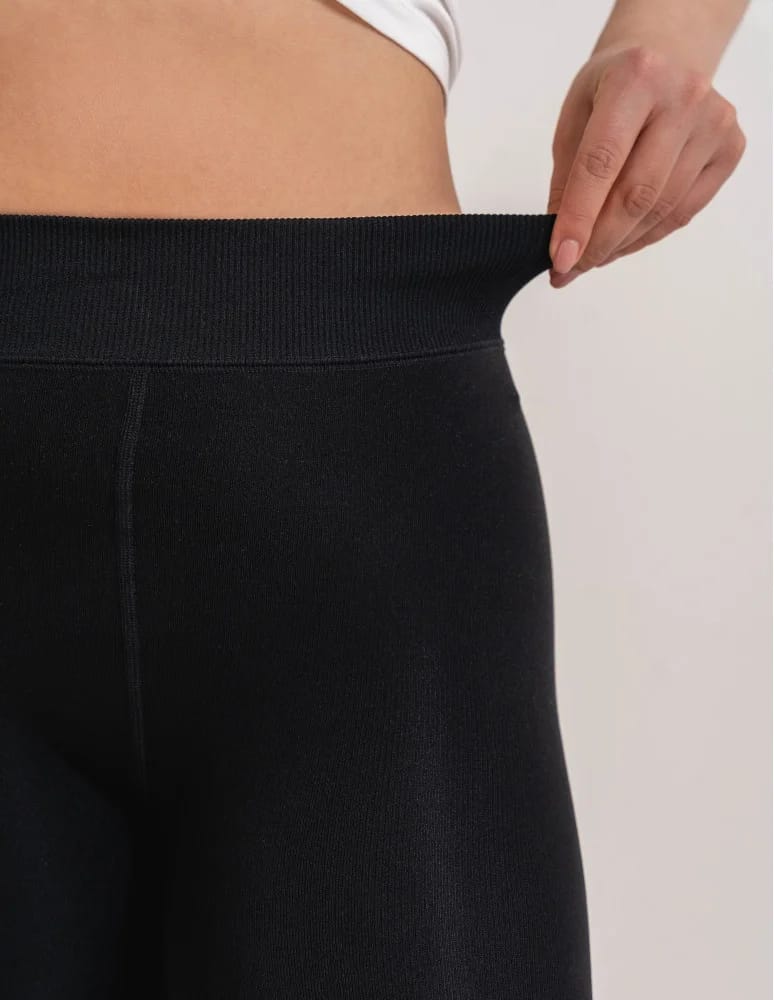 LEGGINSY - Damskie legginsy ocieplane z futerkiem i wysokim stanem CZARNY  - produkt moraj.pl 2