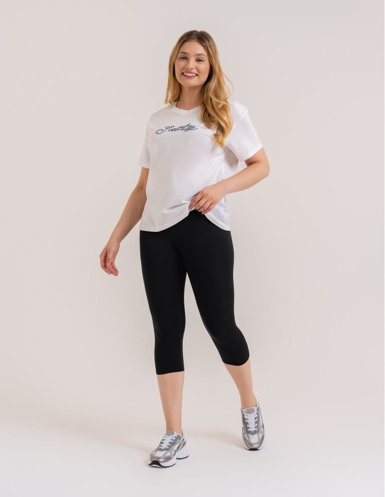 Legginsy damskie - Klasyczne legginsy 3/4 damskie peach touch CZARNY - produkt moraj.pl 4